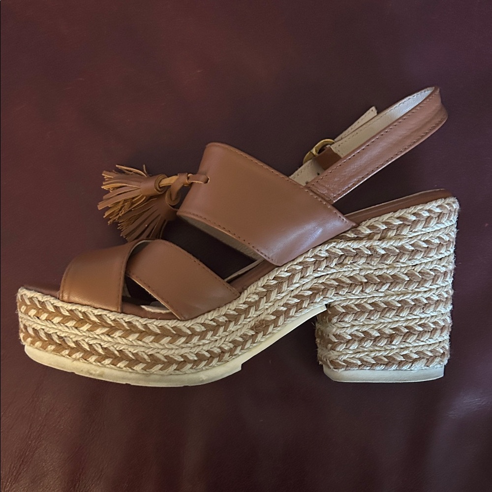 Brown Platform Woven Sandals